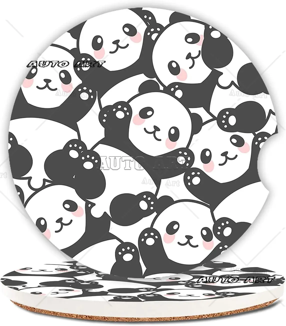 Cute Panda Cup Holders Car Coasters Set Keep Cup Holders Clean and Dry Animals Drink Car Holder Coasters with A Finger Notch