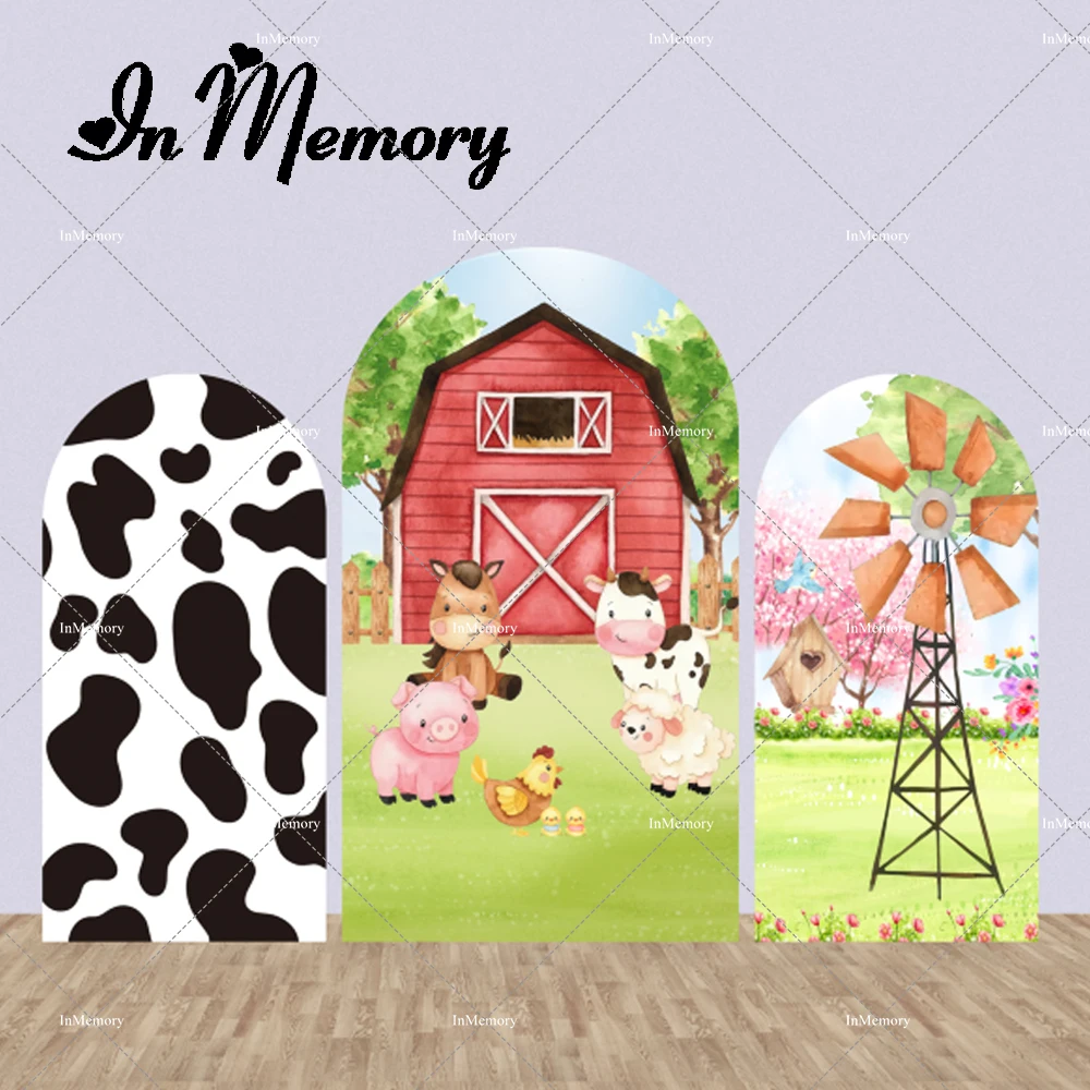 

Red Barn Fram Theme Arch Backdrop For Kids Cartoon Baby Shower Birthday Party Chiara Wall Banner Cow Print Arched Backgrounds
