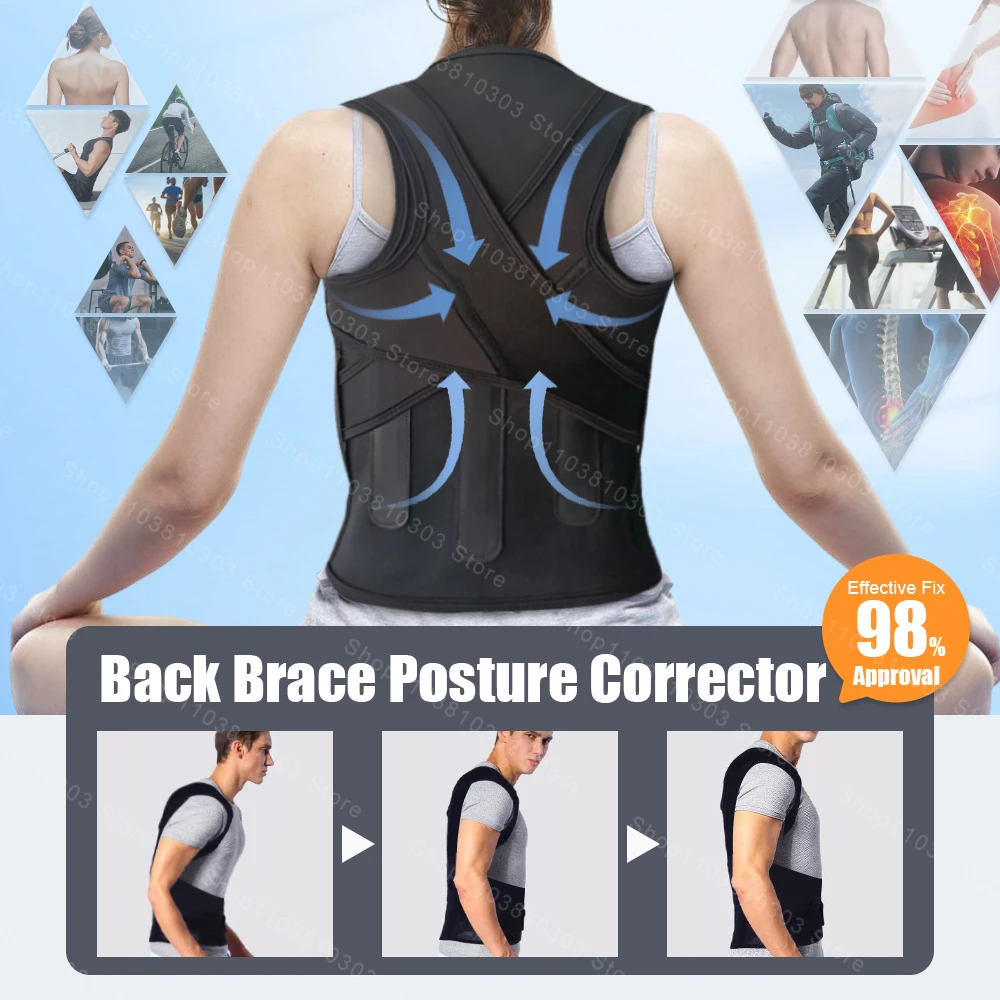 Back Brace Posture Corrector for Women and Men, Adjustable Back Posture Correction Belt, Shoulder Straightener for Students