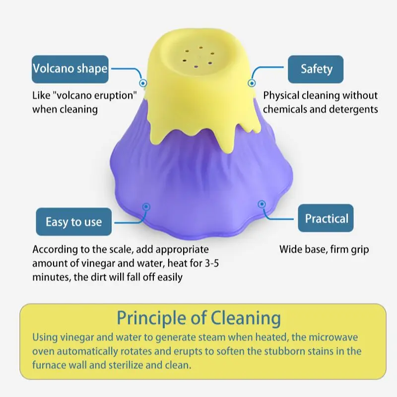 Volcano Microwave Oven Oil Dirt Cleaner Easily Cleans Microwave Appliances For The Kitchen Refrigerator Cleaning Tools 4