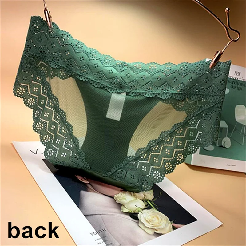 2 pcs/pack Sexy Lace Underwear Wide Waistband Transparent Panties