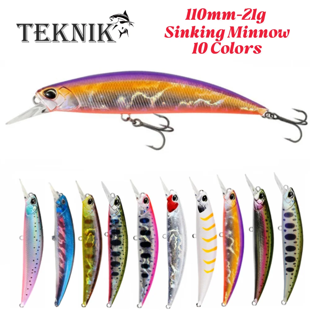 Jerkbait Wobbler 110 mm 21 g Sinking Minnow Angelköder Kunstköder für Pesca Barsch Lachs Speerspitze Ryuki 110 Angelgerät