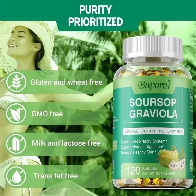 Soursop Graviola Capsules Cell Support Regeneration Immune Boost Relax Liver and Sleep soursop supplement