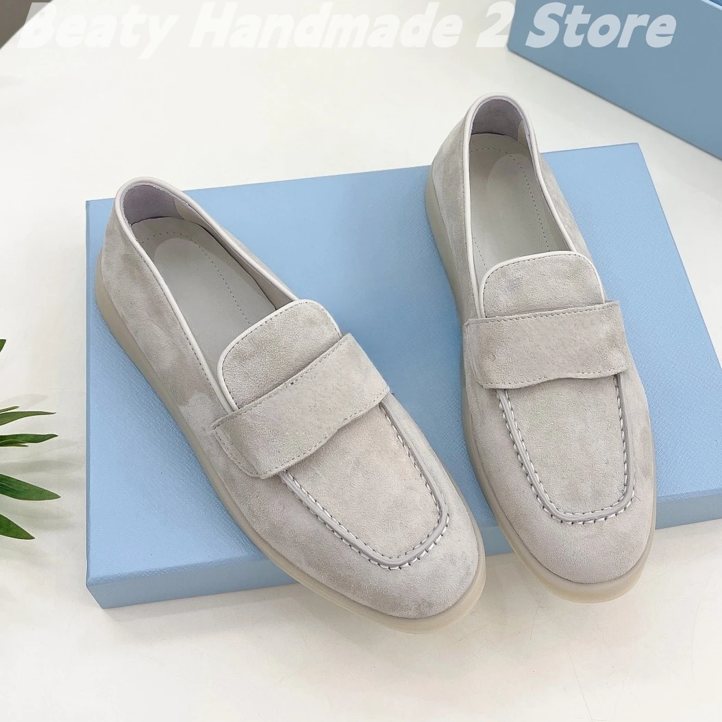 Classic Almond Shaped Toes Solid Loafers Flat With Faux Suede Daily Sewing Woman Shoes Platform Slip On Zapatos Mujer Size 35-45 5