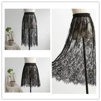 Demi-jupe taille haute en dentelle pour femmes, jupon, sous-robe, basique, été 4