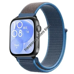 Breathable Nylon Loop Strap: Sport Replacement Wristband for Watch Fit Accessories (Sea wave blue)