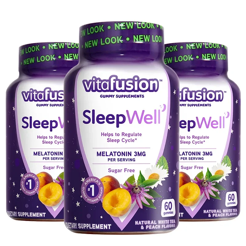 

NEW American Vitafusion Sleepwell Sweets Melatonin 3mg Sugar Free 60Capsule Calm Nerves Adult Deep Sleep Support Pills Gummies