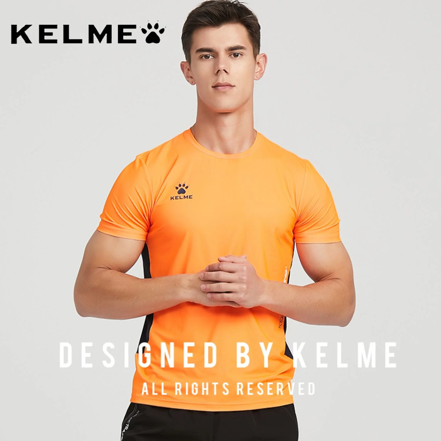 

KELME Men's T-shirt Summer Quick Dry Short Sleeve Sweat Absorbing Fitness Sportswear Breathable Running Short Sleeve T-shirt