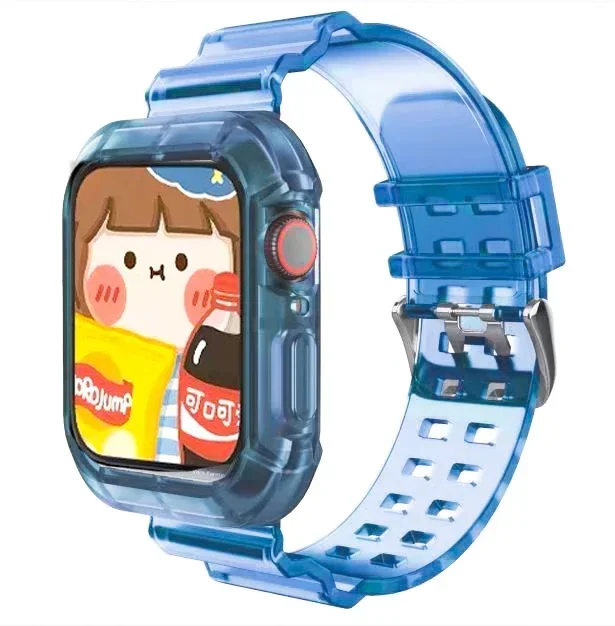 Transparent Protective Band and Case for Apple Watch - Clear Plastic Strap