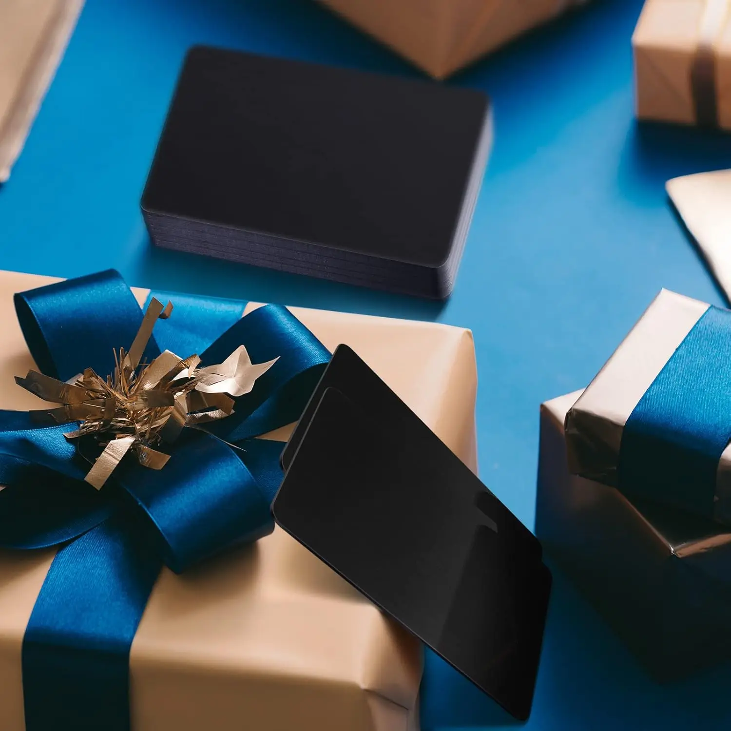 100/빈 금속 명함 두께 0.21mm 레이저 조각 카드 하우스 오피스 고객 DIY 선물 플레이트 초대 카드