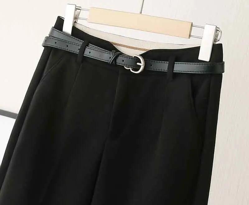 Fall Warm Woolen No Belt Harem Pencil Pants Women High Waist Ankle Length Casual Suit Pants Korean Chic Office Lady Trousers
