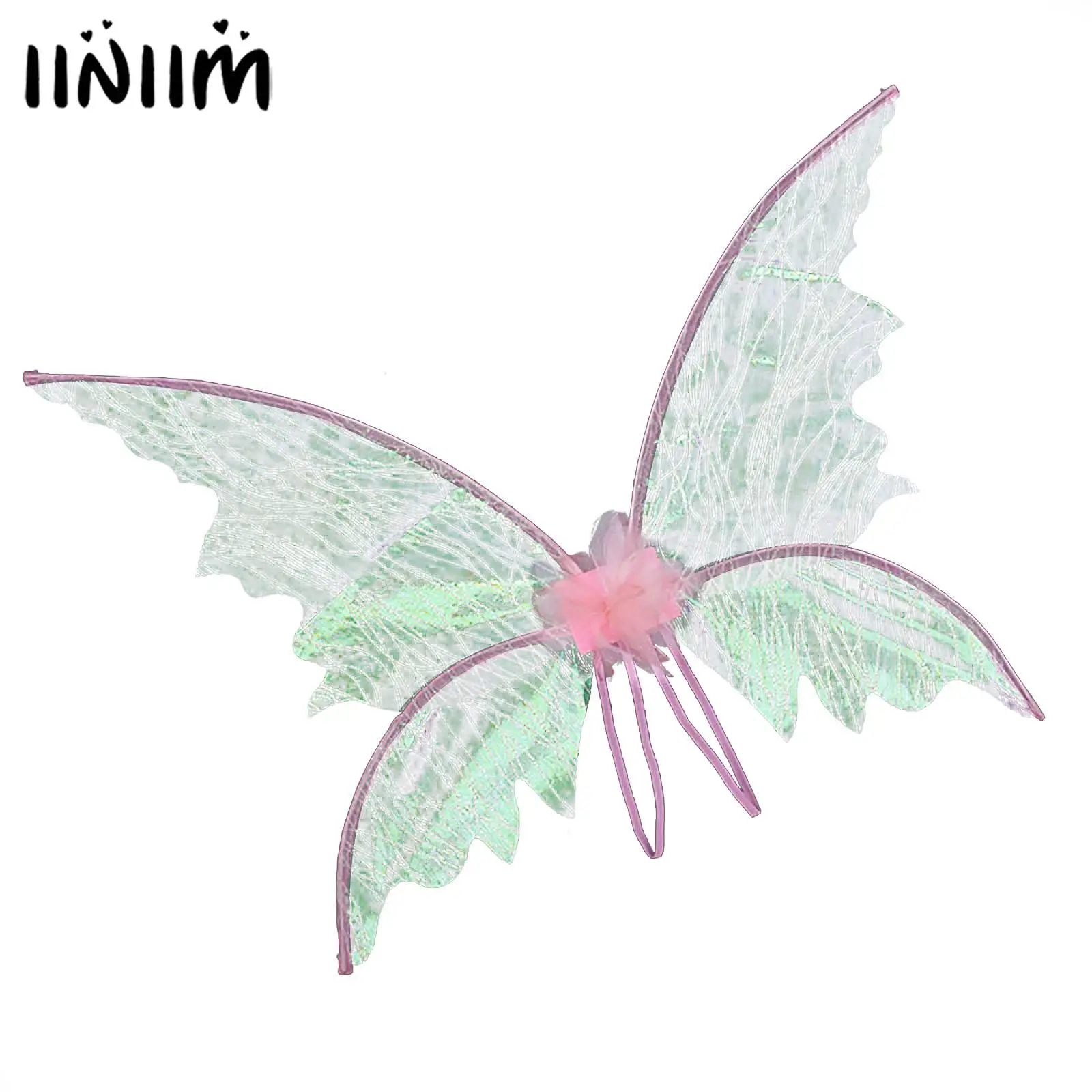 

Kids Girls Fairy Wings Festivals Performance Props Sparkling Butterfly Wings Asymmetrical Elf Fairy Wings with Shoulder Straps