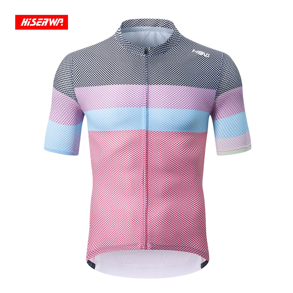 

HISERWA High Quality Cycling Jersey Short Sleeve MTB Bike Shirt Summer Breathable Jersey Men Mountain Race Bicycle Clothing