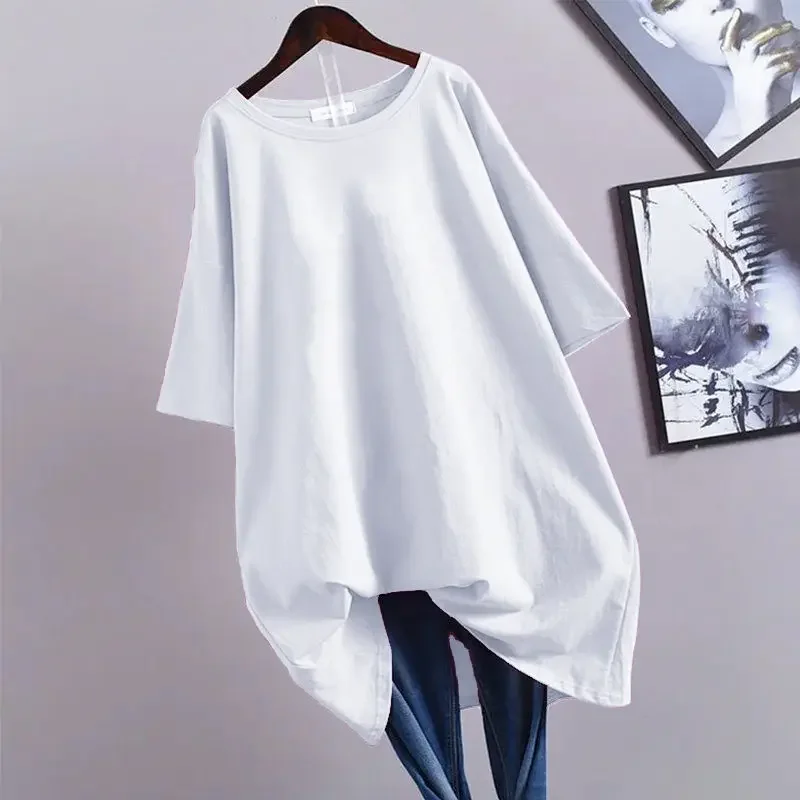 

Casual Loose Basic Tops Tees Ladies Summer Round Neck Half Sleeve Versatile Pullovers Fashion Simplicity Women Clothing ZL806