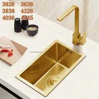 Kitchen Household Sink Gold Single Small 304 Stainless Steel Kitchen Sinks Wash Basin Double Kitchen  Accessories Sinks 2