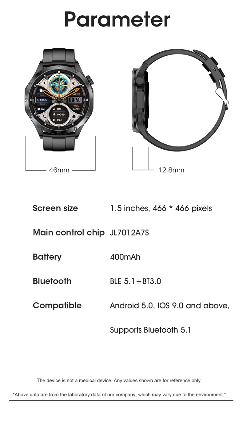  GPS ƮĿ,  ȭ Ʈġ, ȵ̵ IOS ġ 4 Ʈ ġ, 1.43 ġ AMOLED 466*466 HD ȭ, ׻ ǥ