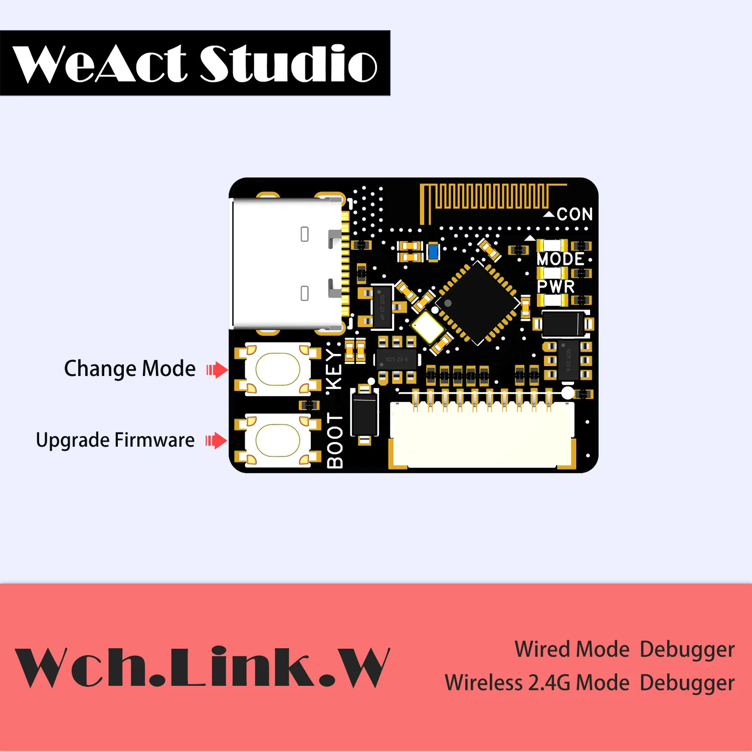 Wch Linkw Depurador de Emulação com Fio ou sem Fio 2.4g Modo Duplo Risc-v Arquitetura Mcu Swd Interface Jtag Downloader Chip Arm - Imagem 5
