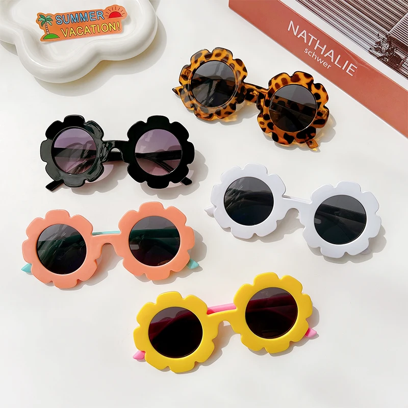 Raindo 2023 Children Cute Cartoon Flower Heart Sunglasses Kids Round Glasses Baby Fashion Colors Sunglasses Boys Girls_voghion.com