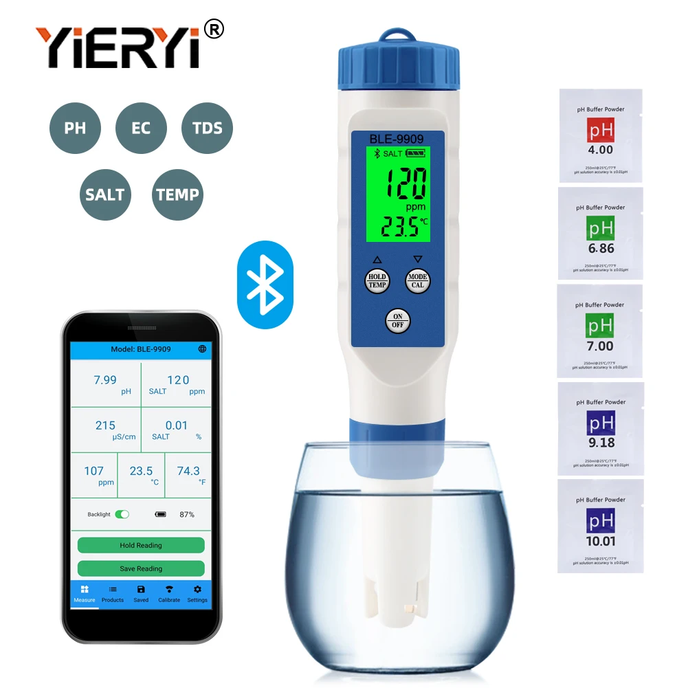 7-in-1/5-in-1 Bluetooth PH Meter Smart PH EC TDS ORP SALT S.G TEMP Water Quality