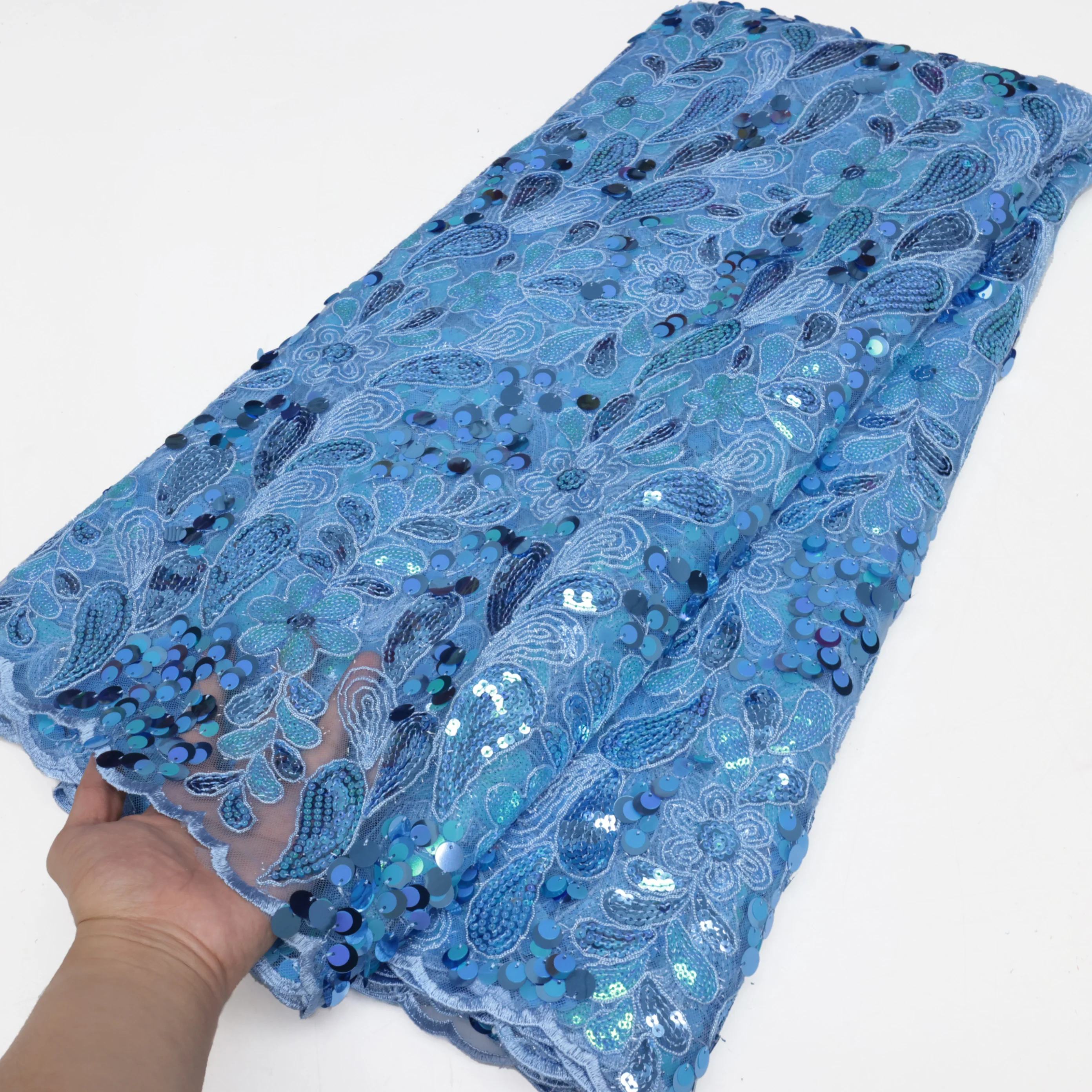 Nigerian Sequins Lace Fabric 2025 High Quality African Lace French Tulle Sequin Embroidery Lace Fabrics For Party Wedding dress Nigerian Sequins Lace Fabric 2025 High Quality African Lace French Tulle Sequin Embroidery Lace Fabrics For Party Wedding dress