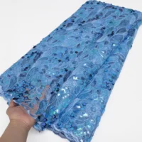 Nigerian Sequins Lace Fabric 2025 High Quality African Lace French Tulle Sequin Embroidery Lace Fabrics For Party Wedding dress