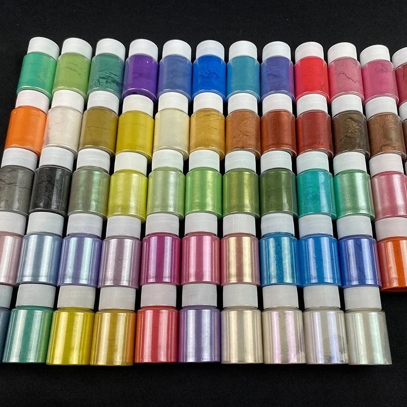 Polarized Color Pearl Mica Powder 10g/Bottle Slime Soap Candle Epoxy Resin Colorant Pearlescent Pigments Nails Oil Gel Toner mica powder
