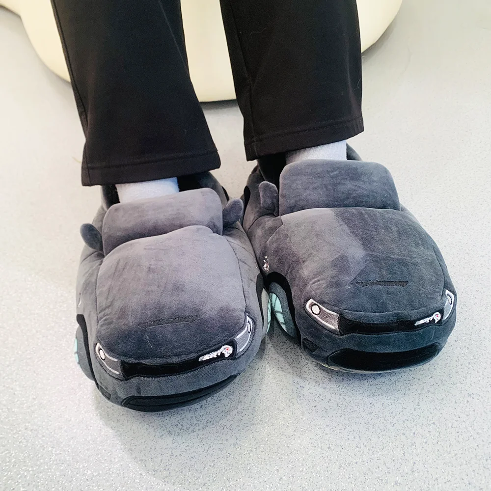 MyRytanda New Fashion Car Shape Plush Slippers House Soft Stuffed Shoes Automobile Plush Shoes Adults Birthday Gift