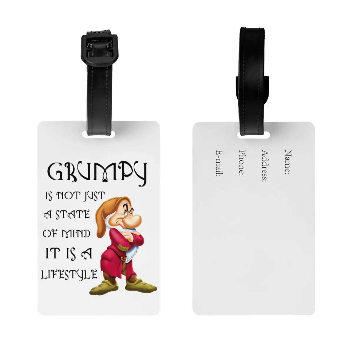 Grumpy Dwarf Snow White Luggage Tag Baggage Tags Privacy Cover Name ID Card