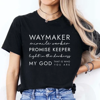 Christian T-shirts Waymaker Clothes Religious Gifts Women Crewneck Tshirts Faith Clothes Christian Bible Verse Pullover Tees Top 1