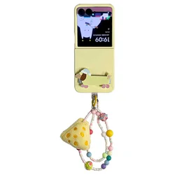 adorabile custodia per telefono con ciondolo a forma di formaggio e cucciolo di K-pop - cover posteriore