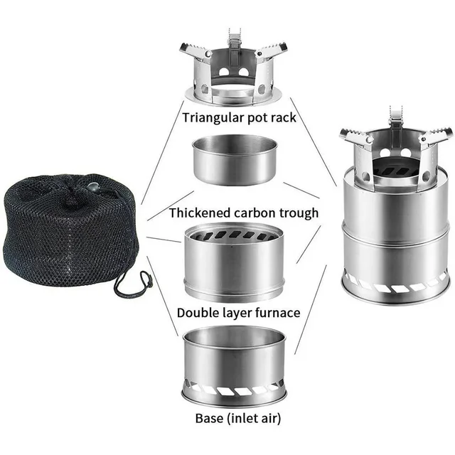 New Portable Outdoor Camping Stove Wood Burning Mini Lightweight Stainless Steel Foldable Stove Picnic BBQ Cooker Travel Tools 5