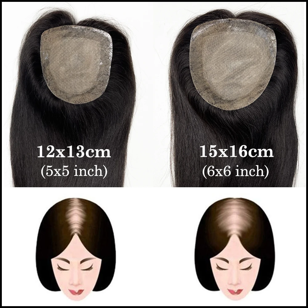 Best Virgin European Human Hair Silk Base Topper 12x13cm Natural Scalp Silk Top Toupee for Women PU Around