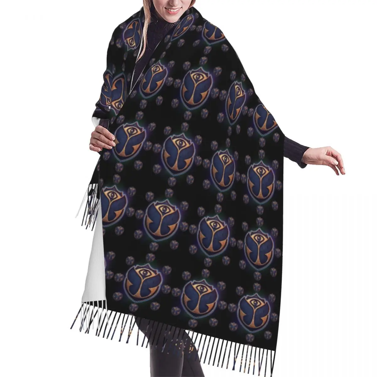 

Fashion Tomorrowland Tassel Scarf Women Winter Warm Shawls Wraps Female Belgian Electronic Dance Music Festival Scarves