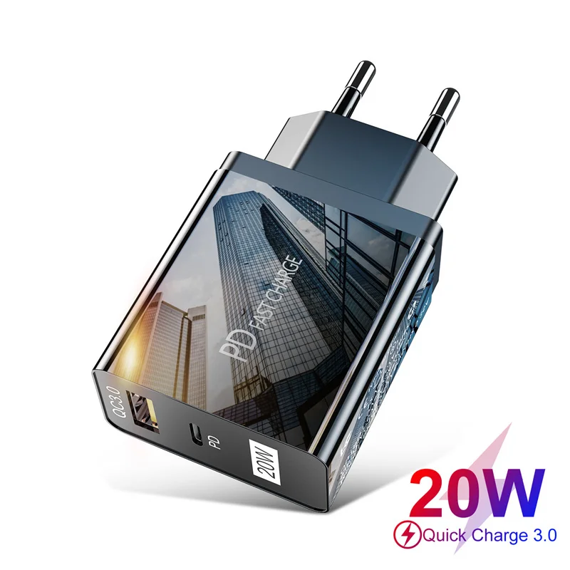 Pd20W Usb C Tipo C Caricabatterie Rapido Qc3.0 Usb Ricarica Rapida Per Iphone 13 11 Xiaomi Samsung Eu Us Adapter Caricabatterie Da Parete Veloci