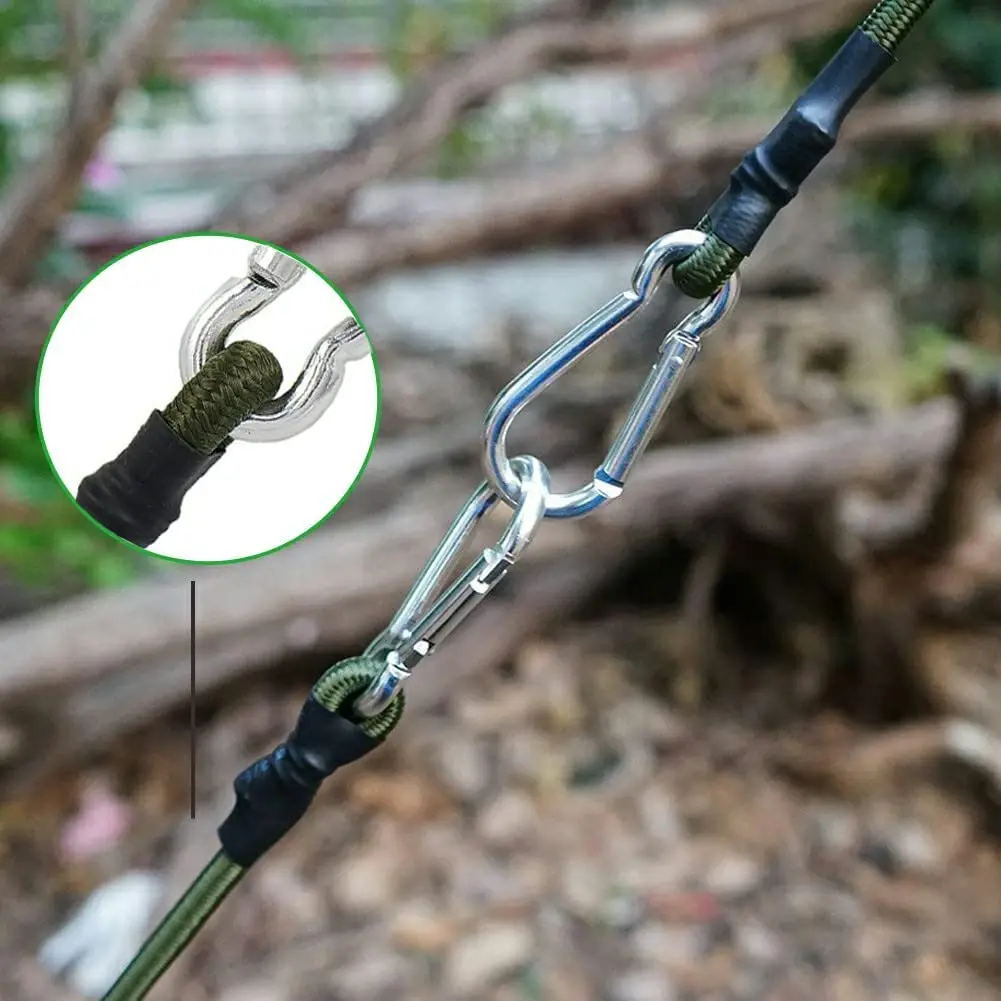 Direct Bungee Cords With Carabiner Hooks Heavy Duty Latex Bungee Straps Strong Elastic Rope for Outdoor Camping Cargo
