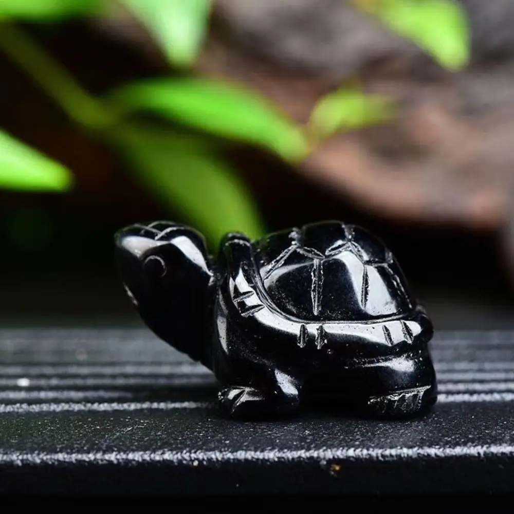 Black Natural Obsidian Ornaments Aesthetically Pleasing Tortoise Obsidian Turtle Ornament Feng Shui Ornaments