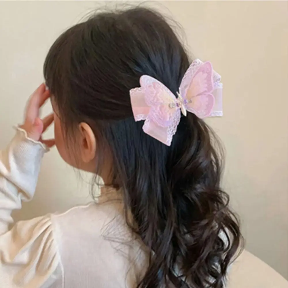 

Sweet Lovely Girl Gift Lace Bow Cute Embroidered Butterfly Barrette Kids Bangs Clip Girl Hair Clip Korean Style Hairpin