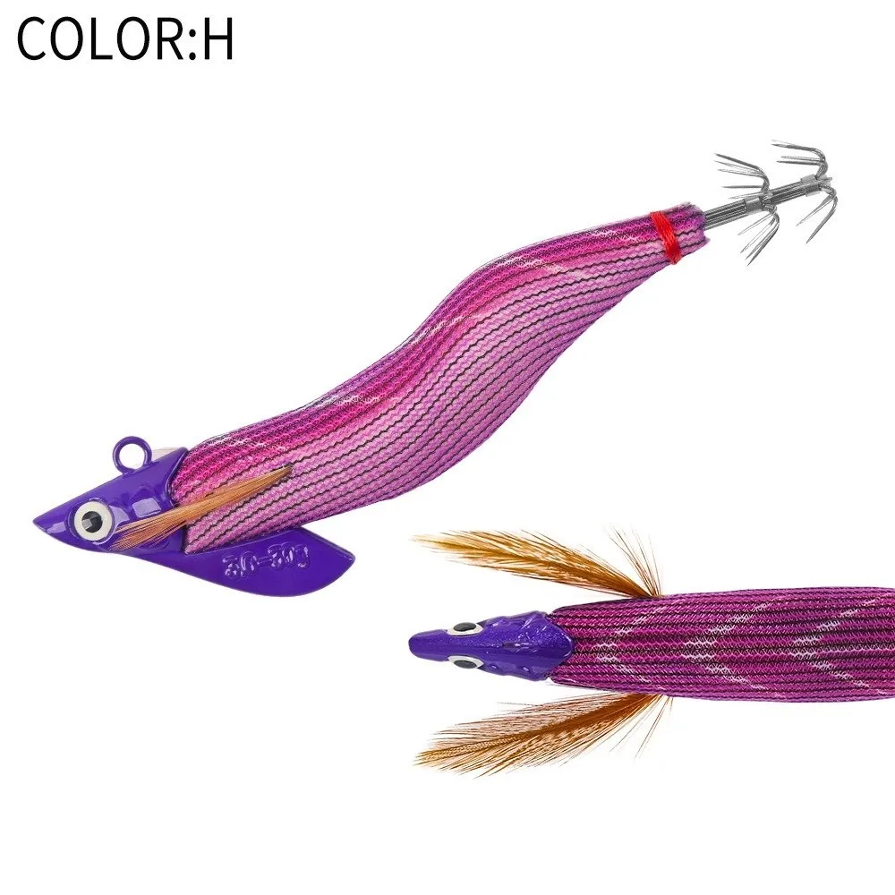 Egi 3.0 Hook Squid Bait Sycamore Wooden Octopus Design Jigging Lures Cuttlefish Shape 30g Weight Artificial Lures Night Fishing