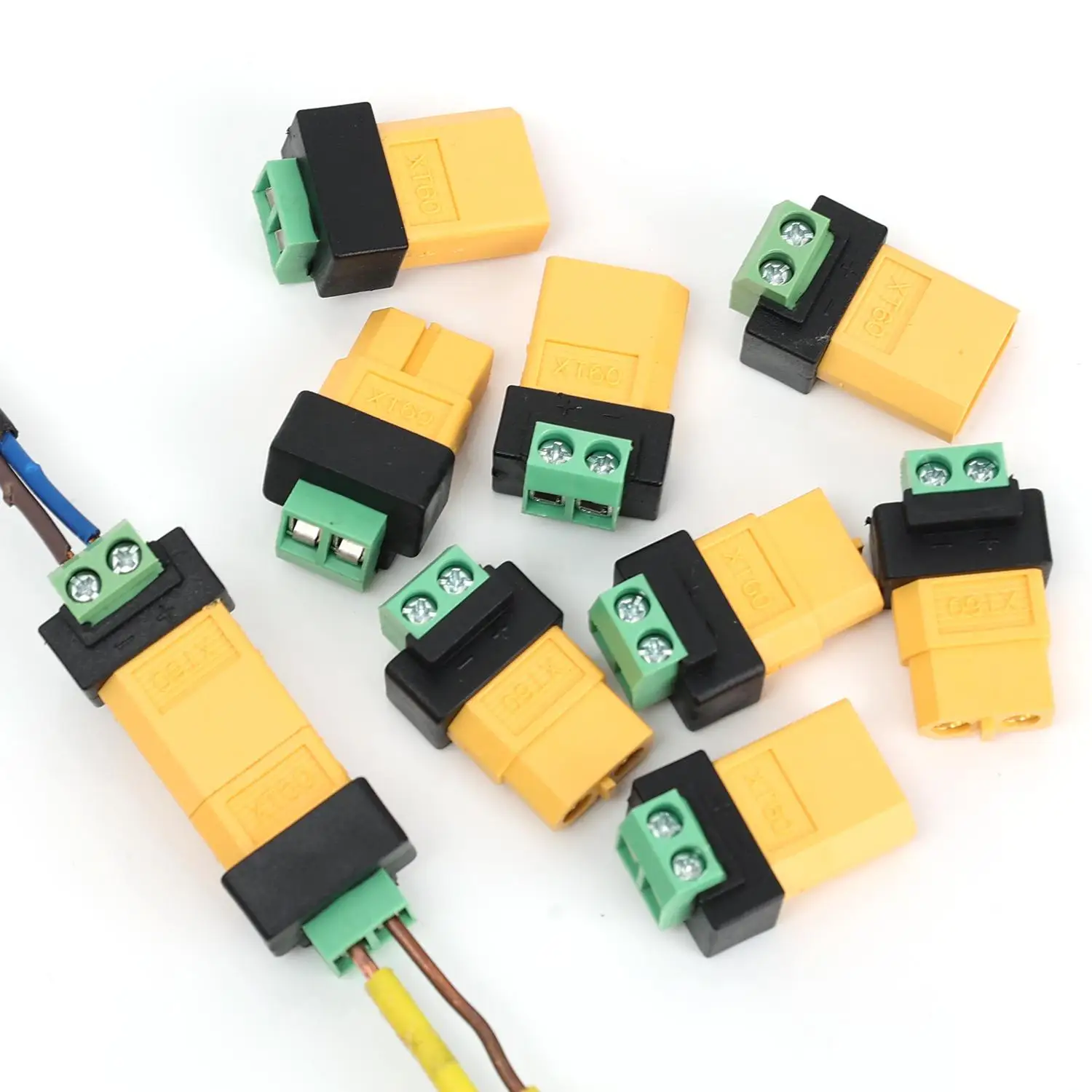 10/8/6/1PCS XT60 커넥터 나사식 터미널 어댑터 XT60 남성/여성-2PIN 솔라 패널 드론용 무납땜 전원 플러그