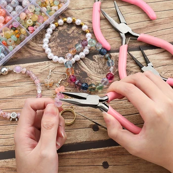 3pcs/Set Portable Jewelry Making Pliers Tool Needle Round Nose Pliers Diagonal Plier for DIY Jewelry Hardware Making Repair Tool