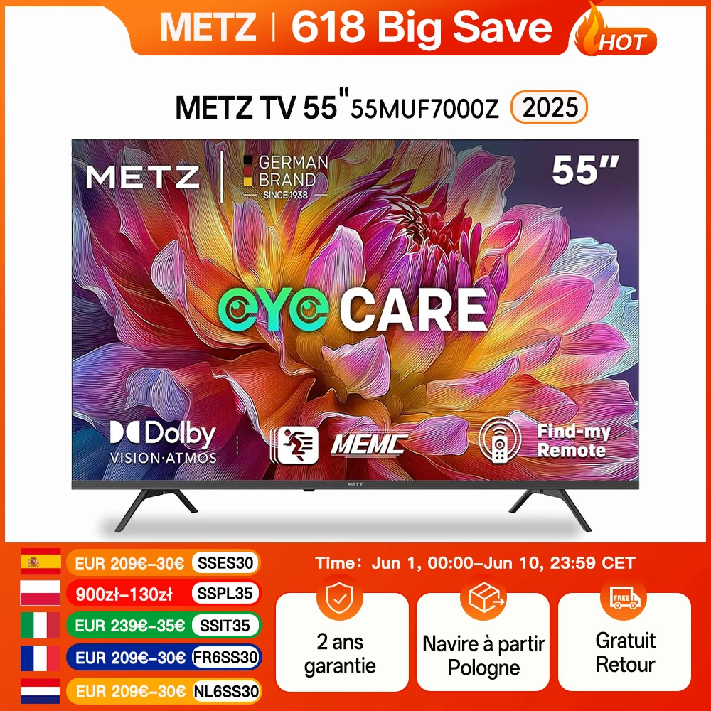 Metz TV 43 55 pouces 4K UHD Smart LED TV Google TV HDR 10 MEMC Dolby Audio Google Cast commande vocale Tuner 43MUF7000Z 55MUF7000Z 1 Metz TV 43 55 pouces 4K UHD Smart LED TV Google TV HDR 10 MEMC Dolby Audio Google Cast commande vocale Tuner 43MUF7000Z 55MUF7000Z 1