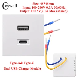 Coswall Dual USB Wall Charger with 20W Fast Charging Capability - 45mm A - C white