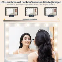 Туалетный столик с зеркальным табуретом, туалетный столик со светодиодной подсветкой, функция зарядки, косметический столик с 5 ящиками — изображение 3