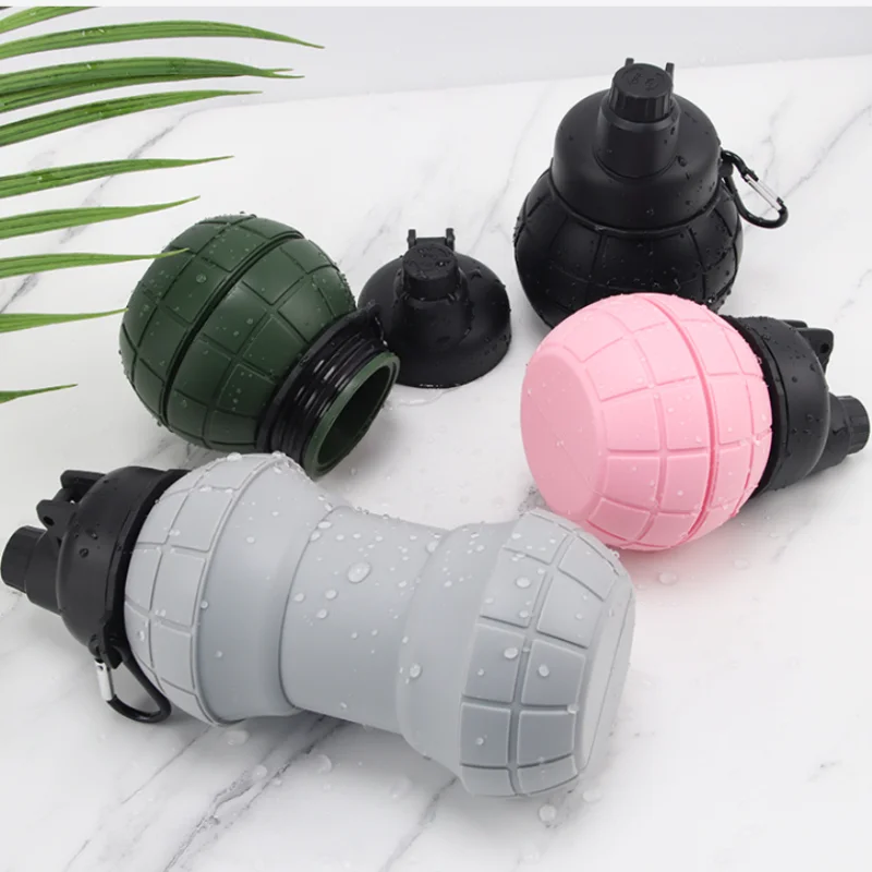 Plastic Grenade Water Bottle Food Grade Silicone Cycling Sports Water Bottle  Retractable and Foldable High-temp Water Bottle - AliExpress