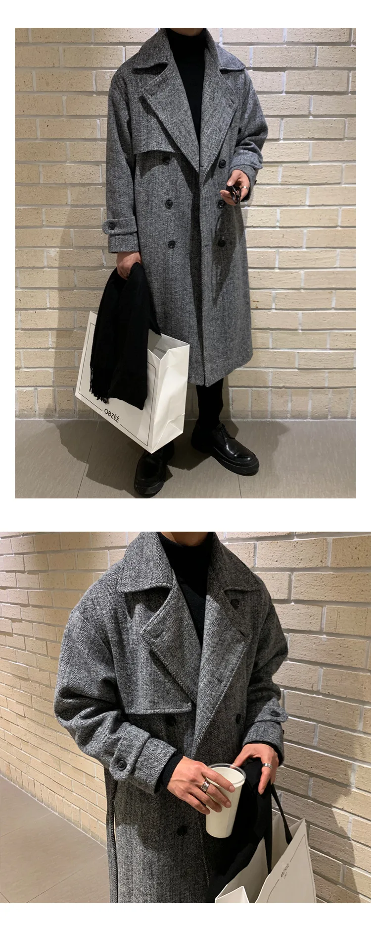 Knee-Length Woolen Coat