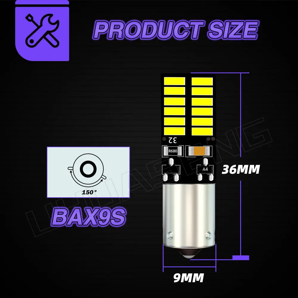 UHUASENG 2PCS Led T10  BA9S BAX9S BAY9S H6W H21W W5W T4W 4014 ׸ ĸ Ȱ ǥñ ȣ  ڵ   12V