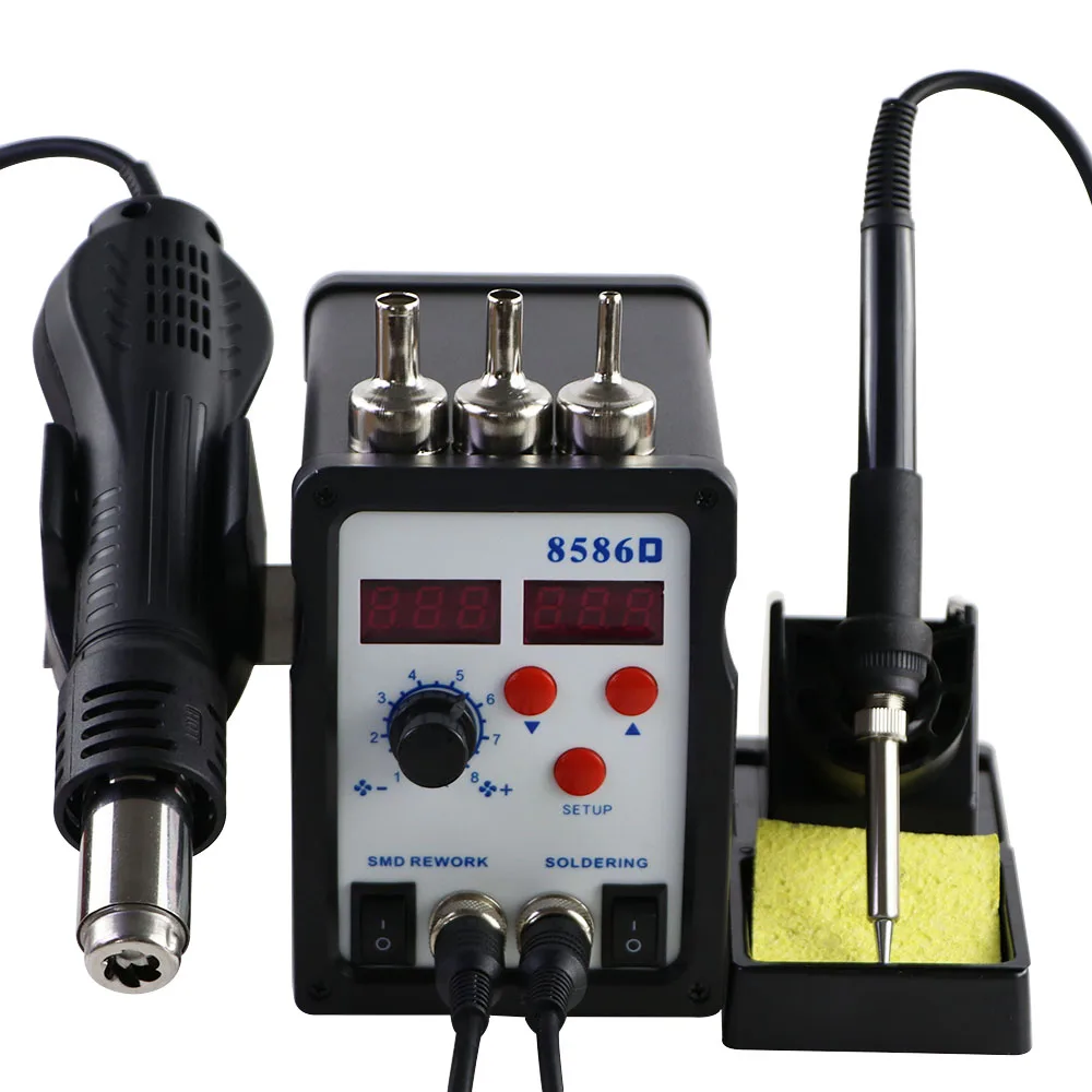 휴대폰 수리용 납땜 제거 스테이션, 납땜 다리미, 2 in 1 핫 에어 건, BGA SMD 납땜 재작업, 용접 도구 키트, 8586D