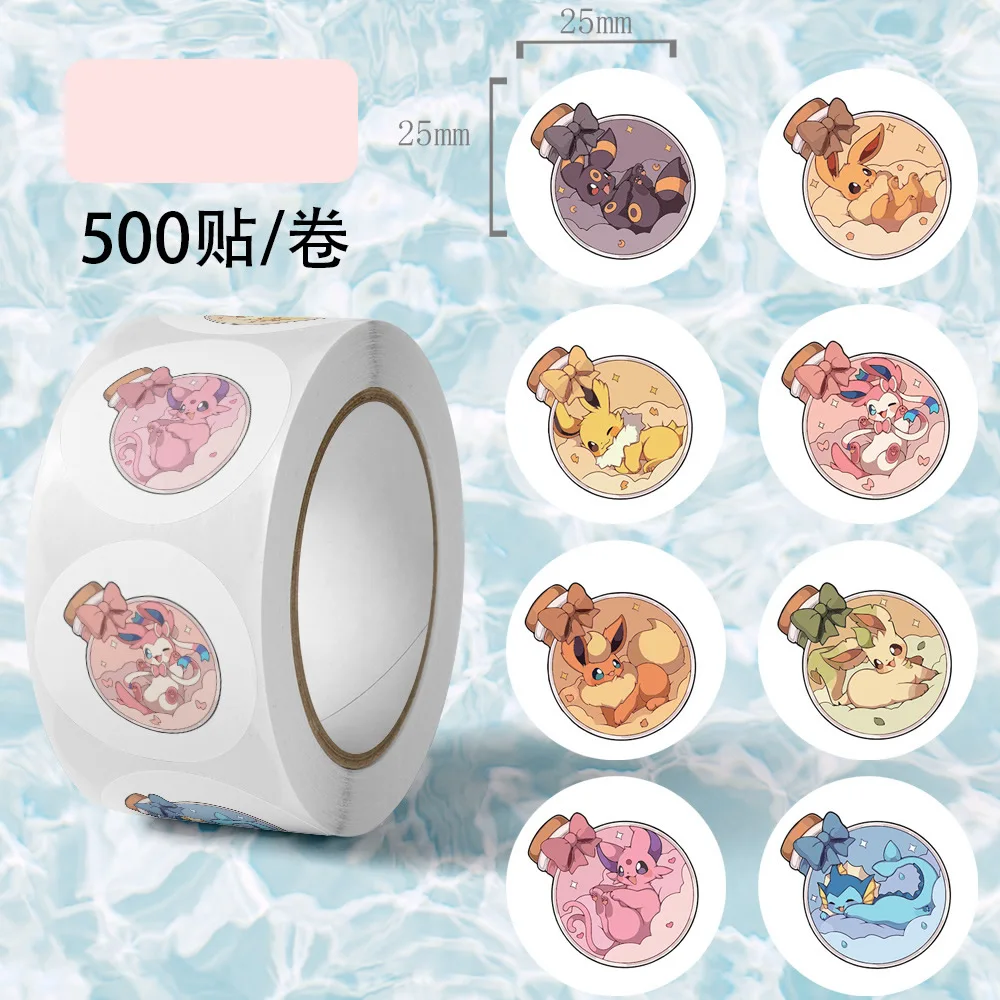 500 stücke Rolle Cartoon Pokemones Aufkleber Kawaii Anime Eevee Diy Pvc Laptop Aufkleber Dekoration Stiker Kinder Belohnung Spielzeug Mädchen Geschenk – Detail 7