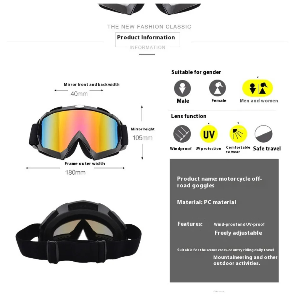 Karšto pardavimo visureigių motociklų lauko vėjui atsparūs lęšiai, šalmo akiniai, jojimo slidinėjimo akiniai_voghion.com