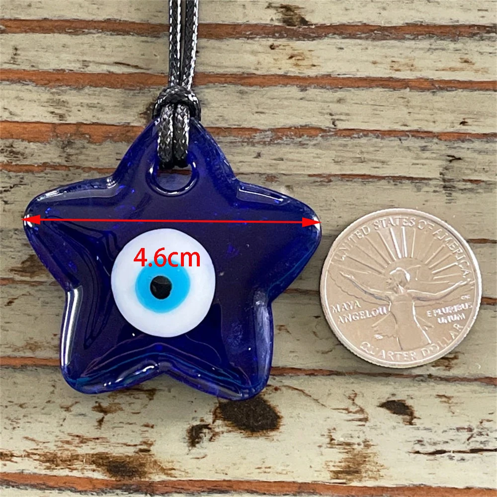 Evil Eye Black Corded Necklace Pendant Blue Glass Evil Eye Turkish Eye Nazar House Protection Wall Hanging Rearview Mirror  Gift 3